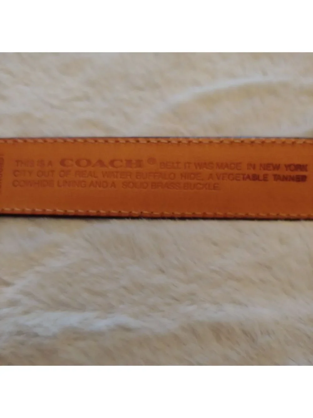 Coach Brown Leather Belt Brass Buckle Classic Preppy Quiet Luxury Designer 34